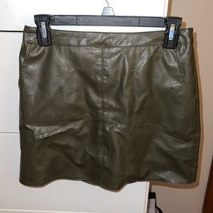 Forest green pleather mini skirt